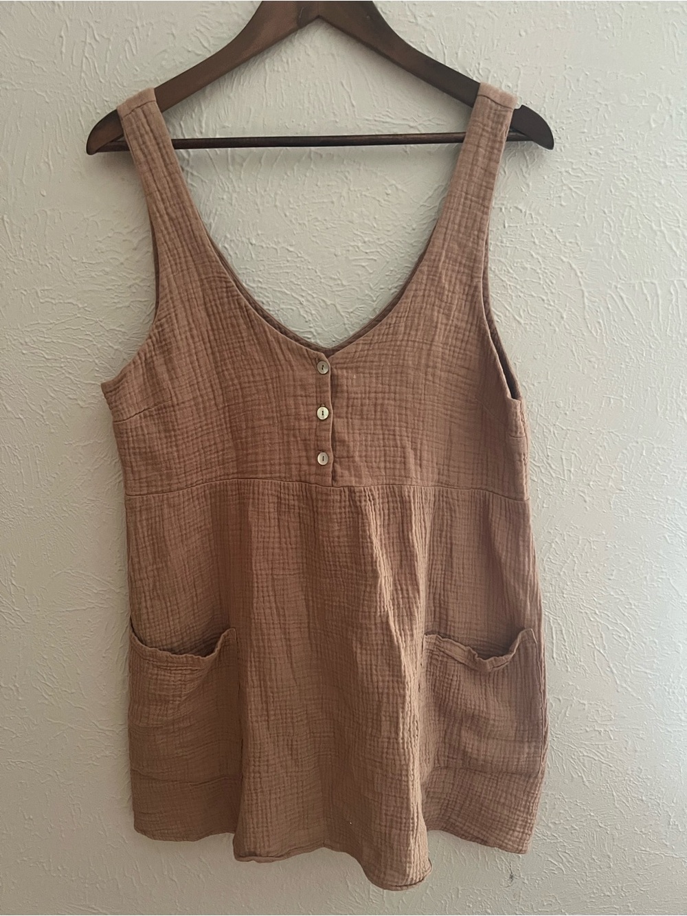 Show Me Your Mumu Weekend Mini Dress Tan/Brown Cotton Gauze - Medium